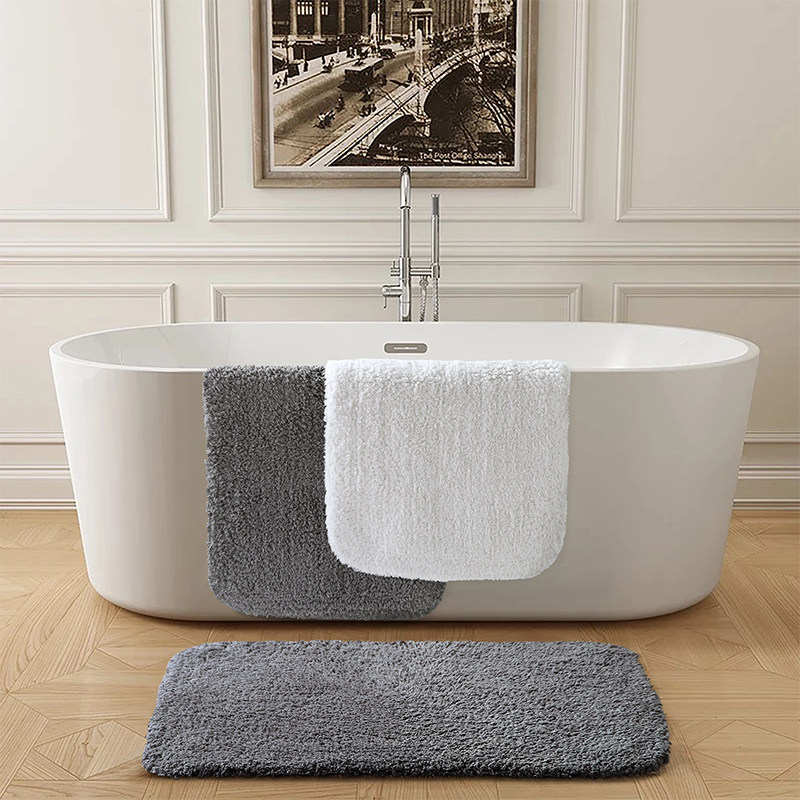 Hotel thickened long-haired floor mat bathroom non-slip absorbent floor towel powder room pure cotton foot pad home carpet customization