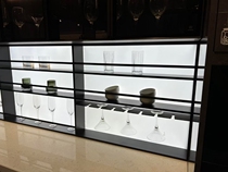 Acrylic back panel illuminated kitchen storage rack with light aluminum alloy storage rack countertop metal spice rack aluminum plate cabinet