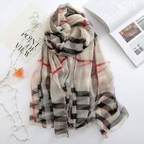 Durable spring summer autumn and winter plaid silk scarf Womens thin printing feminine yarn scarf Long beach towel versatile sunscreen