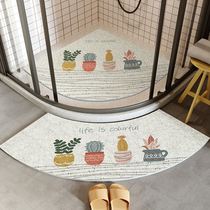 Bathroom toilet door non-slip mat shower room fan-shaped water-absorbing foot mat semi-circular arc-shaped hollow wire ring floor mat