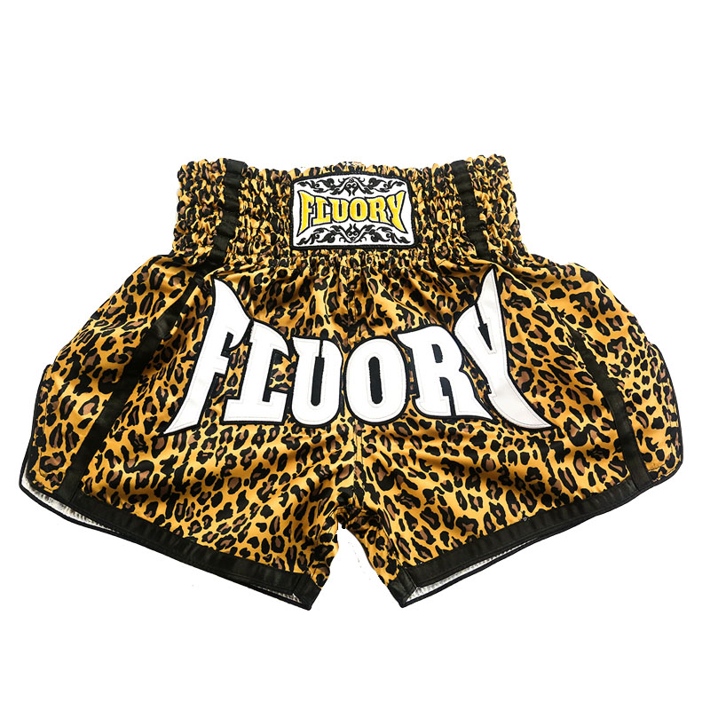 Fluory Boxing Shorts Professional Martial Arts Style Shorts Leopard Print Fighting Training Clothes Sanda Shorts Unisex Fighting Muay Thai Shorts