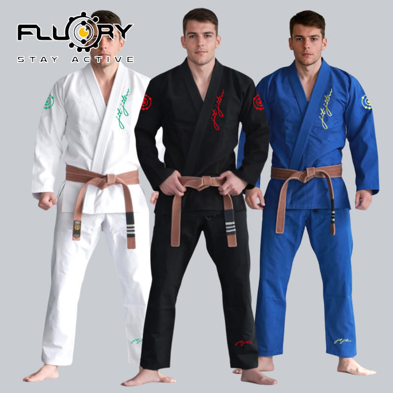 FLUORY ファイヤーバリア ブラジリアン柔術ユニフォーム 柔道ユニフォーム プロ仕様 大人用 ブラック BJJ 柔術ユニフォーム トレーニング 男女兼用