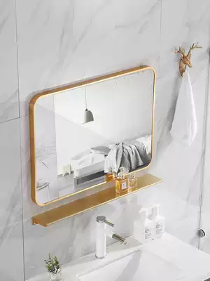 Bathroom mirror wall stickers, self-adhesive, punch-free ins, photo dressing table, dressing room square mirror, wall-mounted wall with shelf