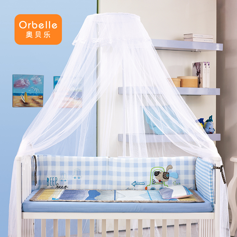 Crib mosquito net full cover type universal belt bracket rod free of punching mosquito net hood newborn baby princess wind anti-mosquito hood-Taobao