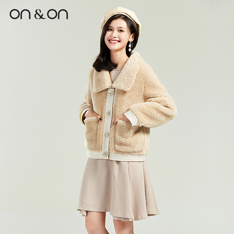 ON-ON-ANN 2020 AUTUMN / WINTER MỚI Fur Coat WOMENS NGẮN THỜI TRANG NHUNG NHỎ LÔNG