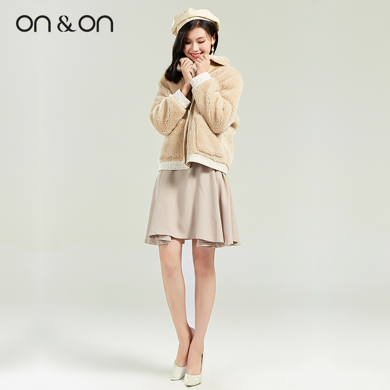 ON-ON-ANN 2020 AUTUMN / WINTER MỚI Fur Coat WOMENS NGẮN THỜI TRANG NHUNG NHỎ LÔNG