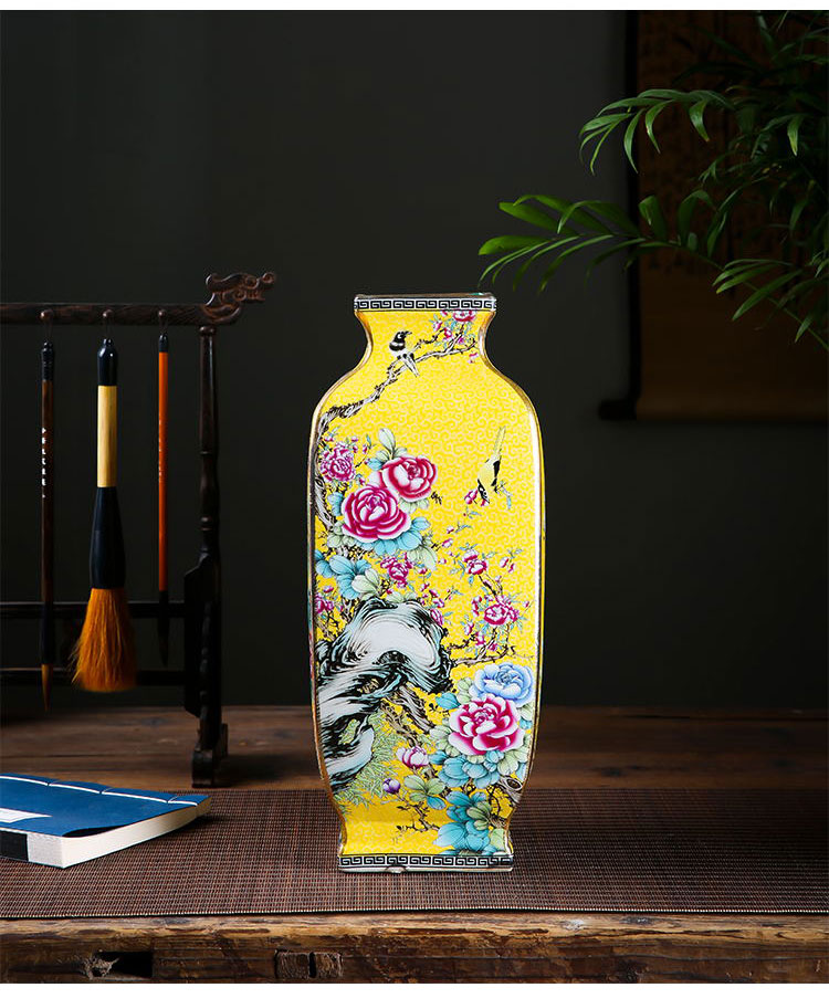 Archaize of jingdezhen ceramics enamel enamel vase inserted new Chinese style living room decorations decoration pieces four aspects