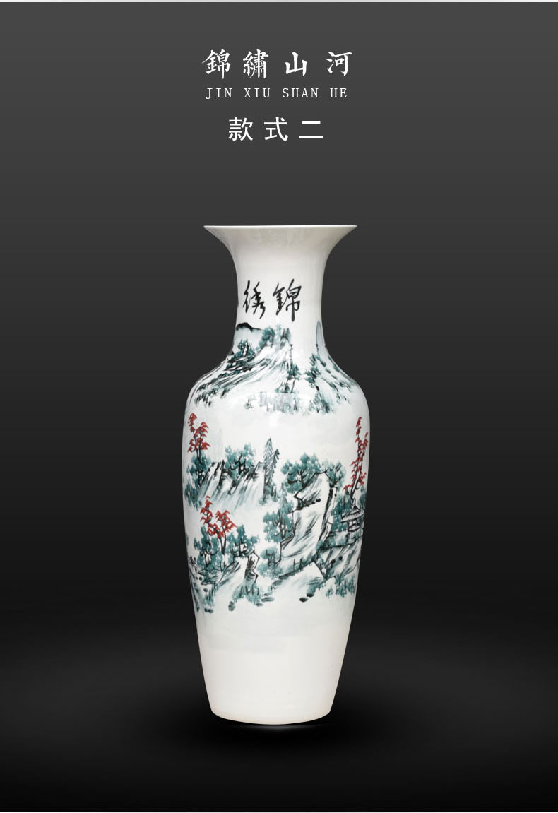 Jingdezhen ceramic sitting room of large blue and white porcelain vase hand - made furnishing articles pinus taiwanensis cloud flower arranging hotel arts and crafts