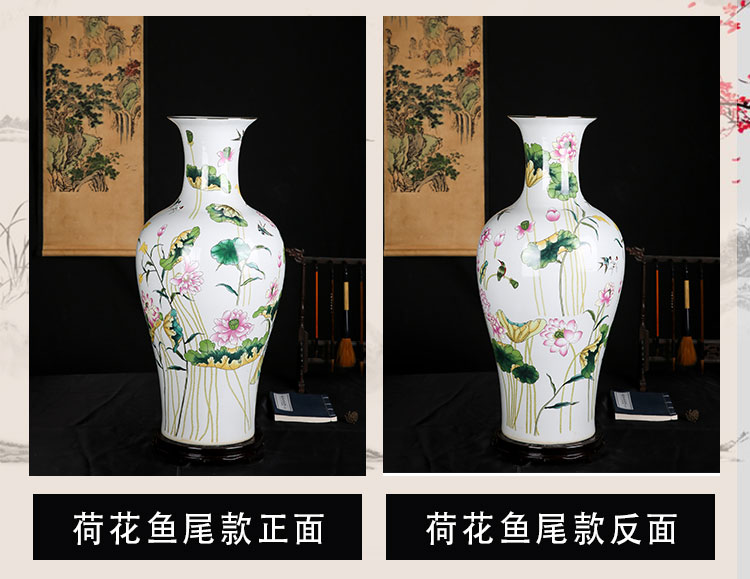 Jingdezhen ceramics vase sitting room place lotus flower arranging the study of Chinese style household decorations fish for years