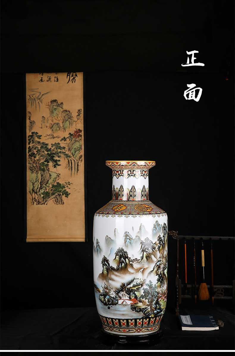 Jingdezhen ceramics large vases, flower arranging Chinese style living room home rich ancient frame furnishing articles hand - made scenery figure firecrackers bottle