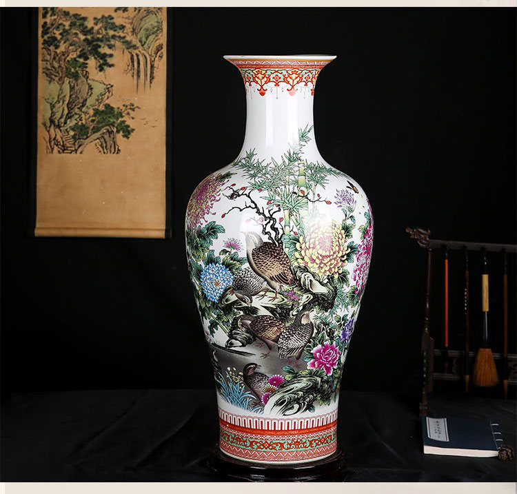 Large vases, sitting room of Chinese style household adornment antique porcelain of jingdezhen ceramics furnishing articles name plum by of birds