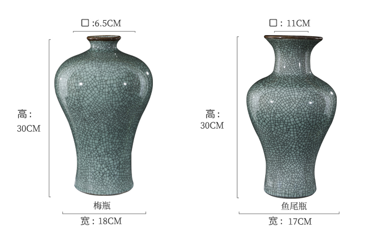 Jingdezhen ceramics floret bottle furnishing articles sitting room guanyao Chinese flower arranging archaize crack open a piece of home decoration