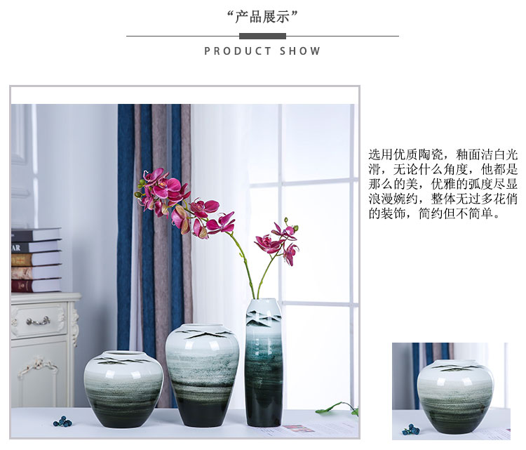 Jingdezhen ceramics vase hand - made desktop landscape creative modern Chinese style simple flower arrangement furnishing articles furnished living room