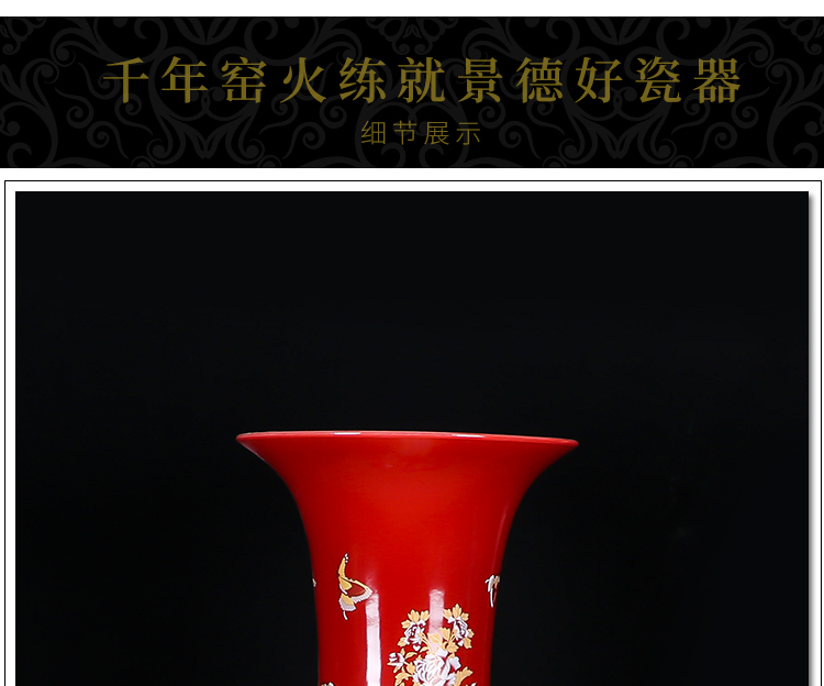 Thousand of large vase high temperature flame ceramics China red blooming flowers peony open living room home furnishing articles