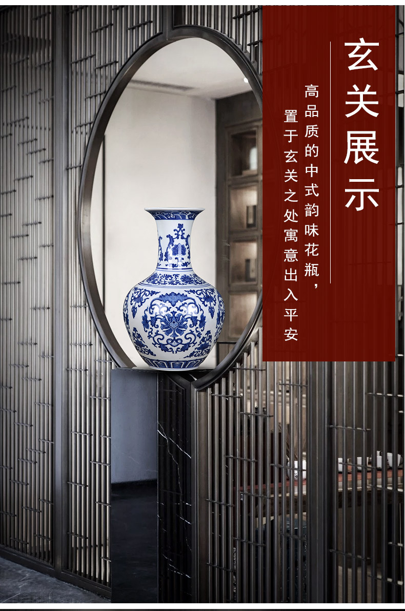 Jingdezhen ceramic furnishing articles antique vase of blue and white porcelain bottle of the sitting room of Chinese style household flower arrangement of TV ark, adornment