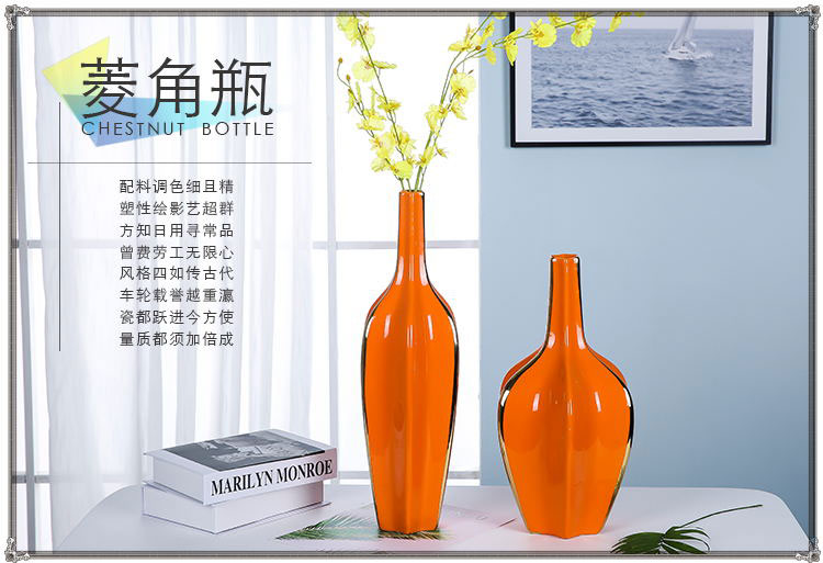 The Modern jingdezhen ceramics vase sitting room porch TV ark adornment flowers orange blue furnishing articles club hotel