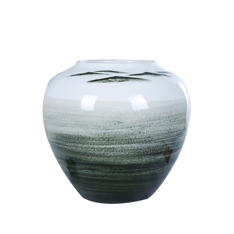Jingdezhen ceramics vase hand - made desktop landscape creative modern Chinese style simple flower arrangement furnishing articles furnished living room