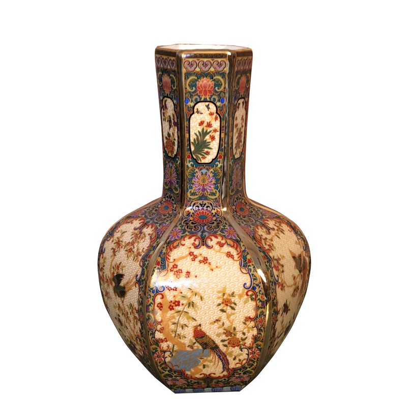 Mesa of jingdezhen ceramics vase archaize the six - party six edge tree flower on enamel European sitting room