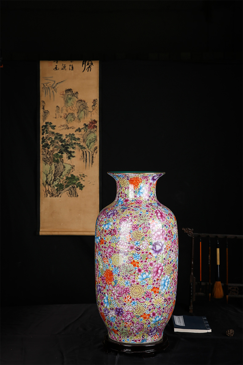 Jingdezhen ceramics vase landing bottom flower idea gourd bottle full of new and traditional Chinese style living room decoration flower arrangement