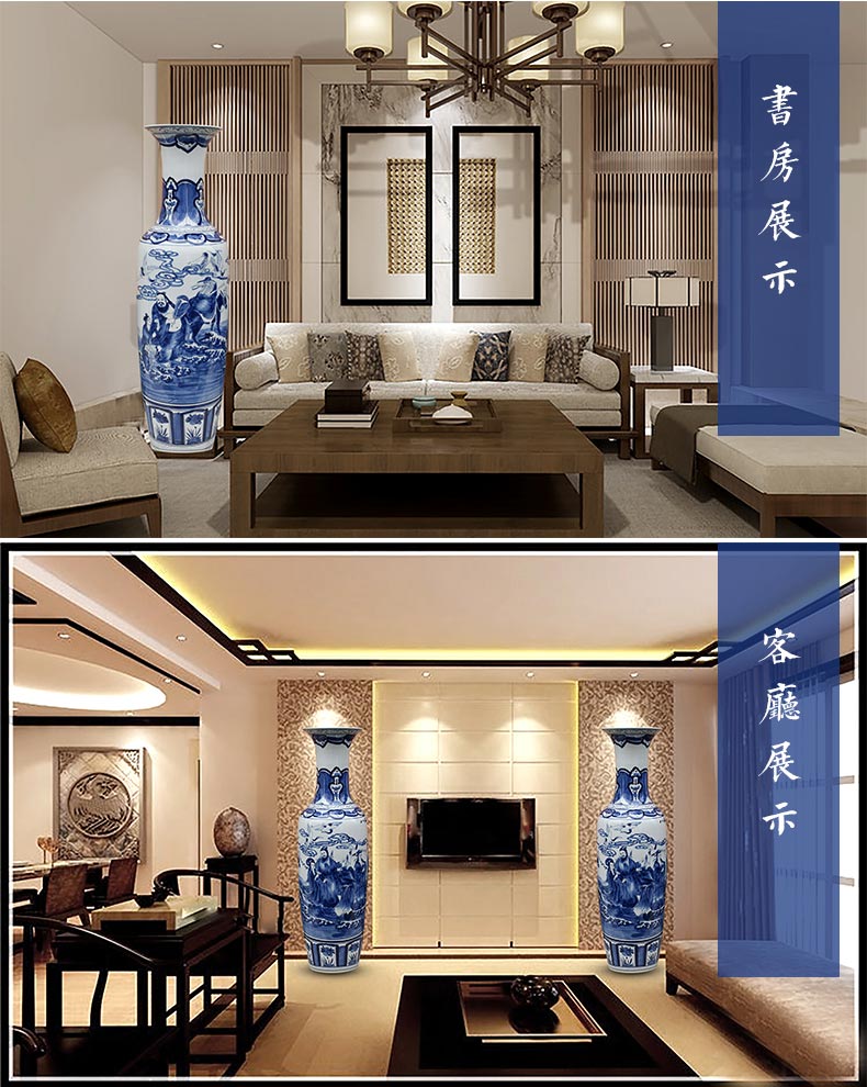 Jingdezhen ceramic hand - made Chinese ensemble of large blue and white porcelain vase hotel furnishing articles sitting room adornment