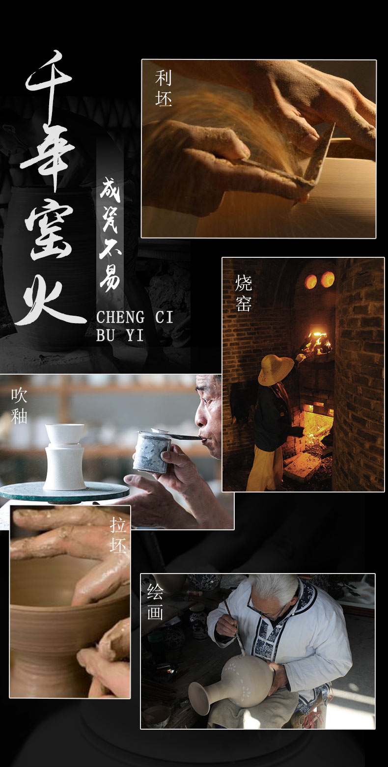 Jingdezhen ceramic table who suit roundtable is suing courtyard garden chairs hand - made color ink lotus fish