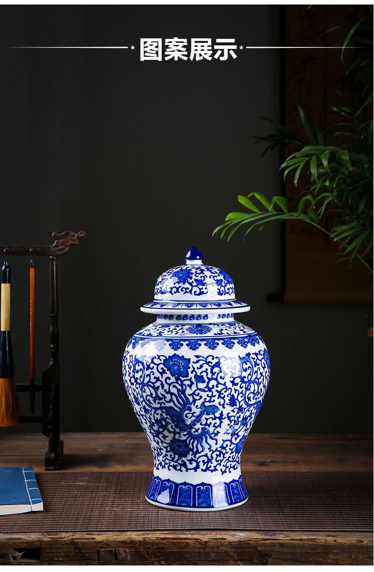 Jingdezhen ceramics furnishing articles of the ancients put lotus flower general pot of blue and white porcelain vase sitting room of Chinese style household ornaments