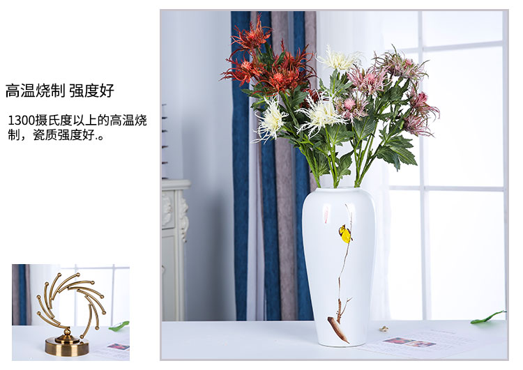 Jingdezhen ceramics vase desktop guest hand - made painting of flowers and modern Chinese style is contracted fashion sitting room adornment is placed