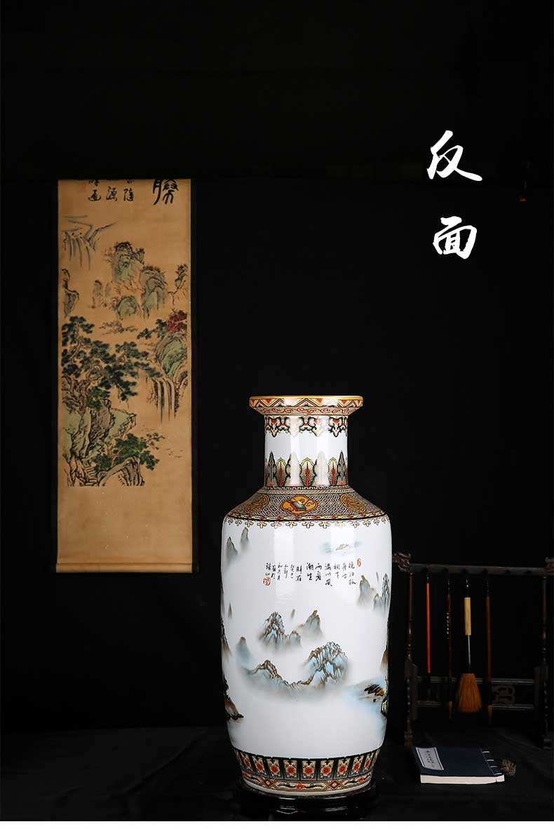 Jingdezhen ceramics large vases, flower arranging Chinese style living room home rich ancient frame furnishing articles hand - made scenery figure firecrackers bottle