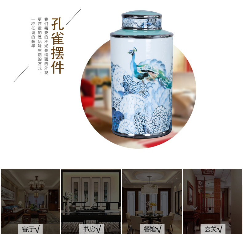 Jingdezhen ceramic vases, flower implement of new Chinese style piggy bank decoration sugar peacock sitting room porch creative soft furnishing articles