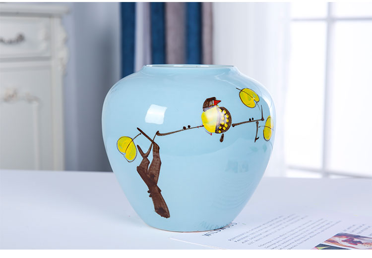 Jingdezhen ceramics vase desktop sitting room, the study of modern Chinese style is contracted fashion three - piece furnishing articles and flowers and birds