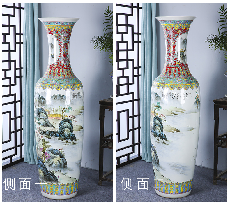 Jingdezhen ceramics landing a large vase has a long history in the hand draw pastel landscape sitting room adornment archaize furnishing articles