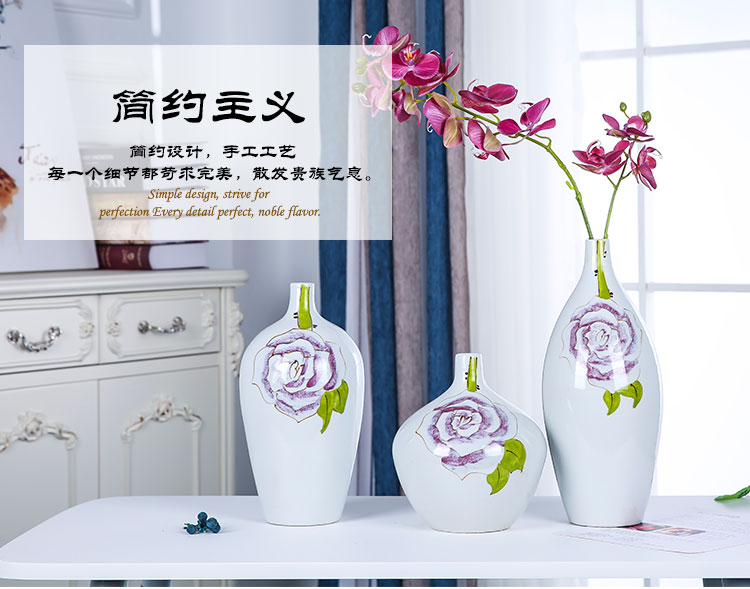 Jingdezhen ceramics hand - made desktop vase peony modern Chinese style is contracted sitting room decoration fashion furnishing articles study