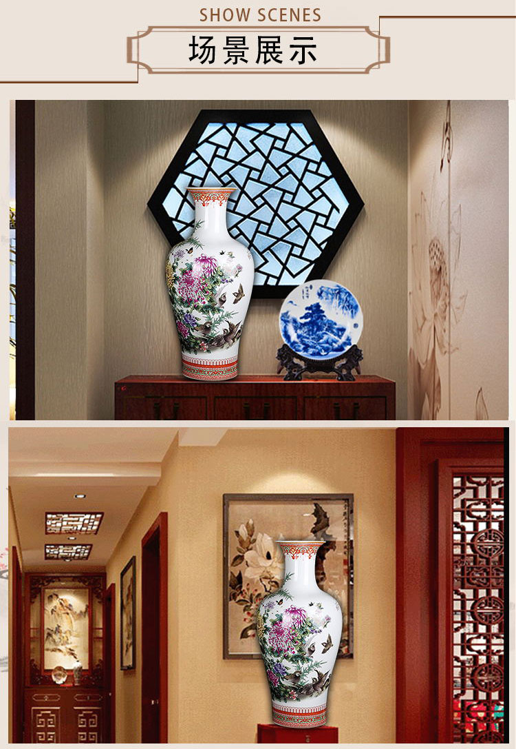 Large vases, sitting room of Chinese style household adornment antique porcelain of jingdezhen ceramics furnishing articles name plum by of birds