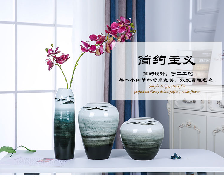 Jingdezhen ceramics vase hand - made desktop landscape creative modern Chinese style simple flower arrangement furnishing articles furnished living room