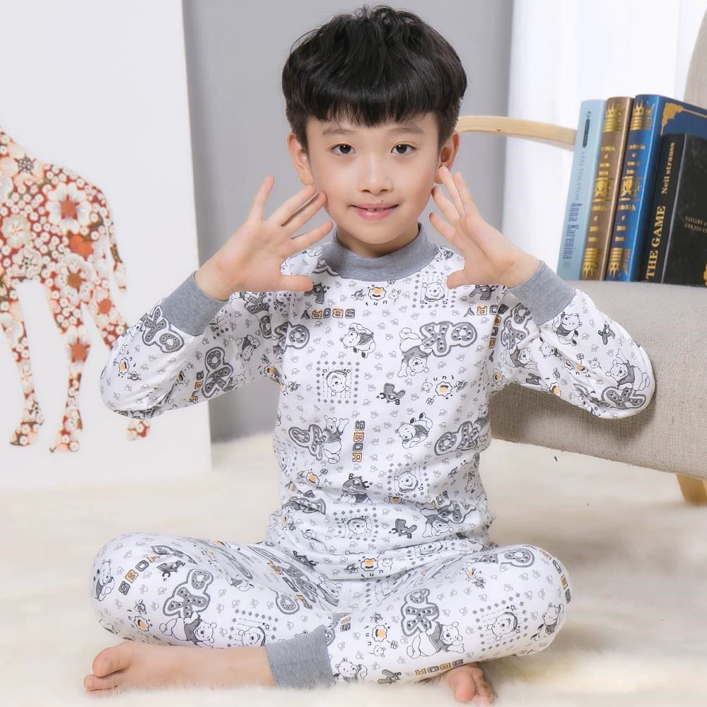 Bộ đồ lót trẻ em cotton thu đông bé trai bé gái, bộ quần áo thu đông trẻ em cotton cổ cao cổ cao, áo len cotton trẻ em - Quần áo lót