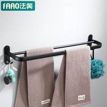 Faao sanitary ware punch-free space aluminum towel bar bathroom staggered towel rack double rod