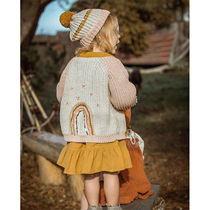 20 Years Autumn Winter New Wawa Children Rainbow Sweater Knitted Cardiovert Dress Hat Suit