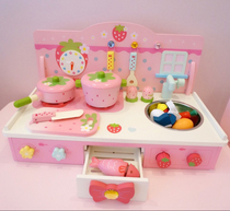 Wooden cooking kitchen toys House cutting fruit set children boys and girls baby 3-4-5-6 years old