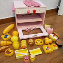 Childrens playing house toys barbecue bread oven kitchen utensils cooking game set wooden birthday gift female