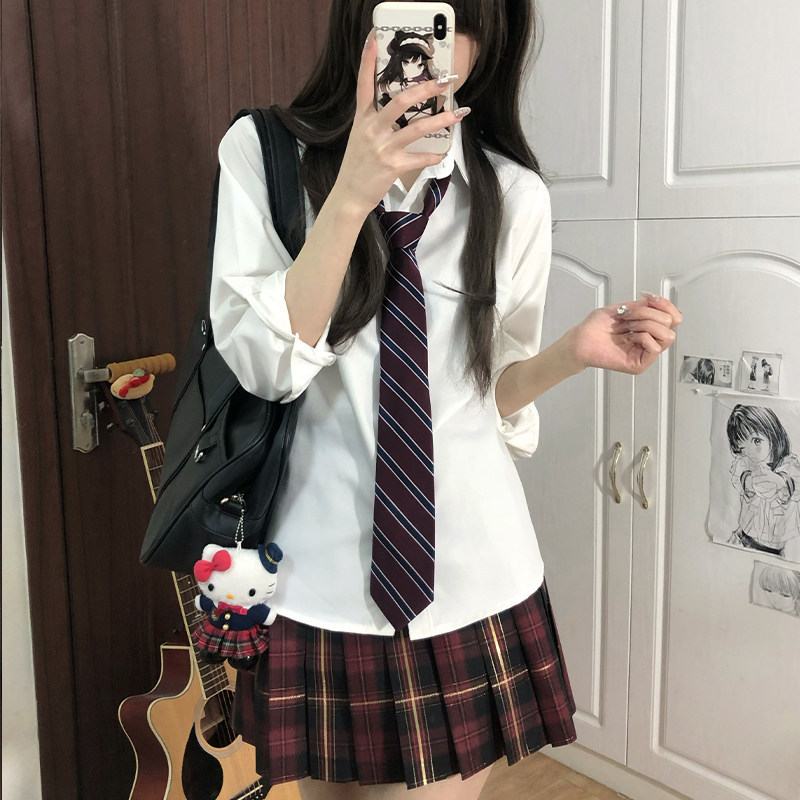 Inari High School/Basic Style Shirt, Preppy Style, Autumn White Long-Sleeved Jk Uniform Top, White Shirt