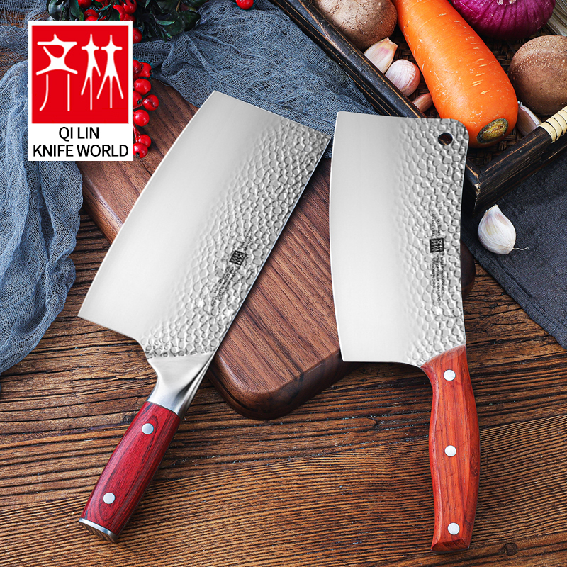 The new Qilin five-piece set of fast hand vibrato live the same knife household kitchen kitchen knife hotel chef slicer knife