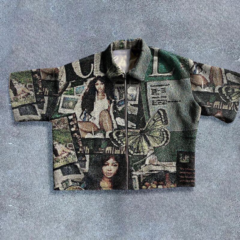 Zipper Short-Sleeved 2024 Amazon Cross-Border New Summer 3D Digital Printing Men's Casual Loose Short-Sleeved T-Shirt