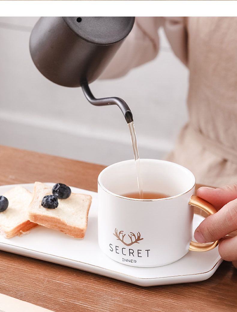 E best la Nordic ins coffee cups and saucers small European - style key-2 luxury ceramic cup household contracted English afternoon tea set