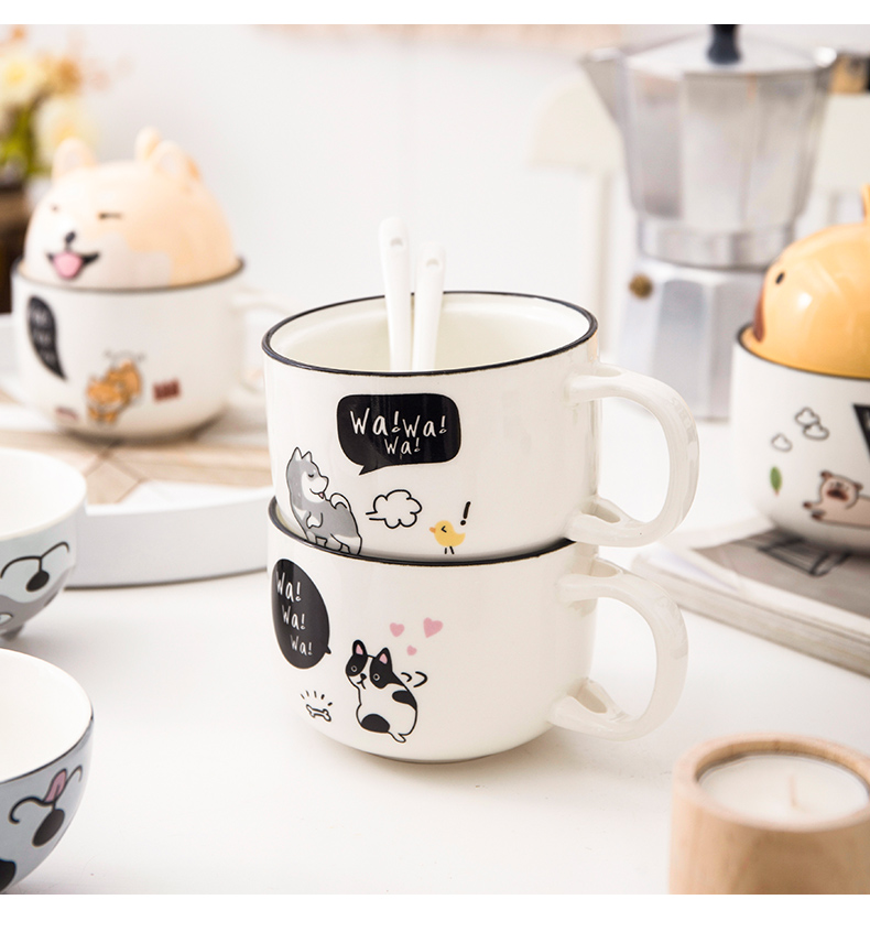 E best! Super large capacity of express girl mugs individuality creative fashion lovers ceramic cup with a spoon