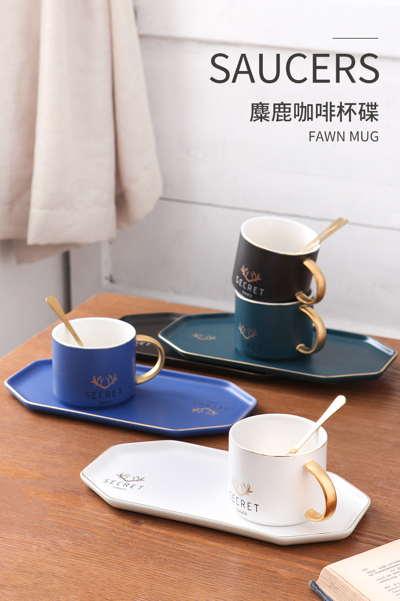 E best la Nordic ins coffee cups and saucers small European - style key-2 luxury ceramic cup household contracted English afternoon tea set