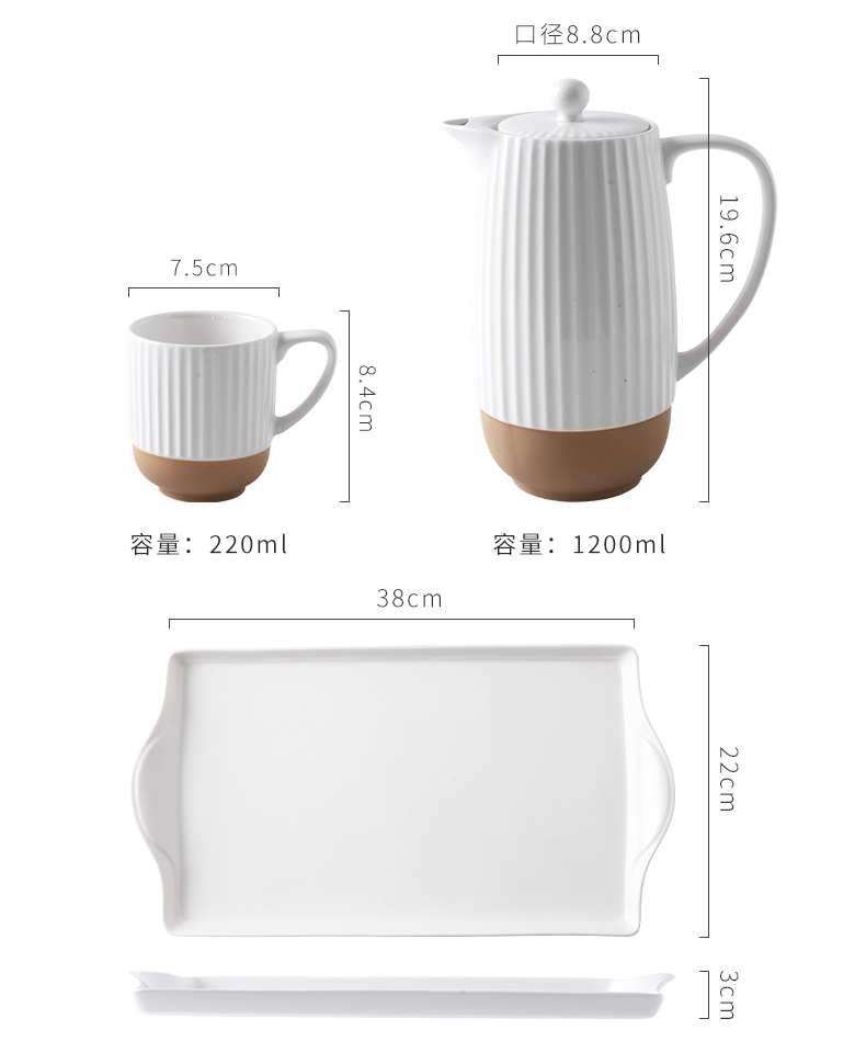 Household glass suits for ceramic cup tray was sitting room with European heat - resisting teapot teacup cold water kettle suit