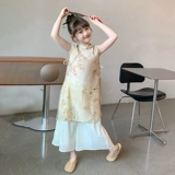 Летнее ципао, ханьфу, летняя юбка на девочку, комплект, китайский стиль