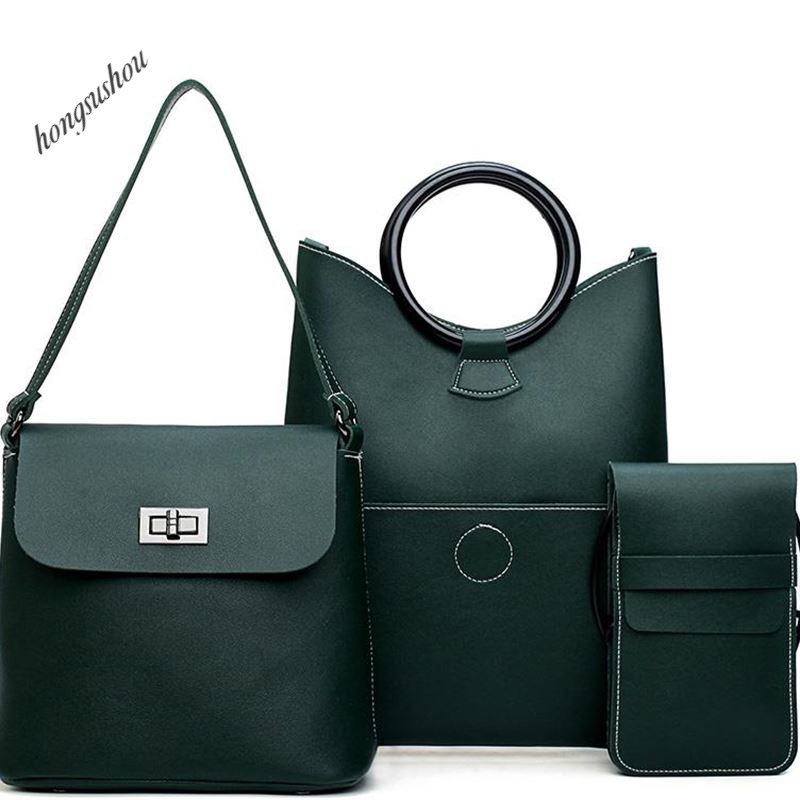 3 pcs set chic Woman PU Handbag High Quality Tote Bag Purse