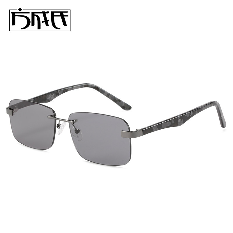 No-frame sunglasses men's plates mirror legs sunglasses HD adoptive multicolored slices millennial hot girl Y2K square frame