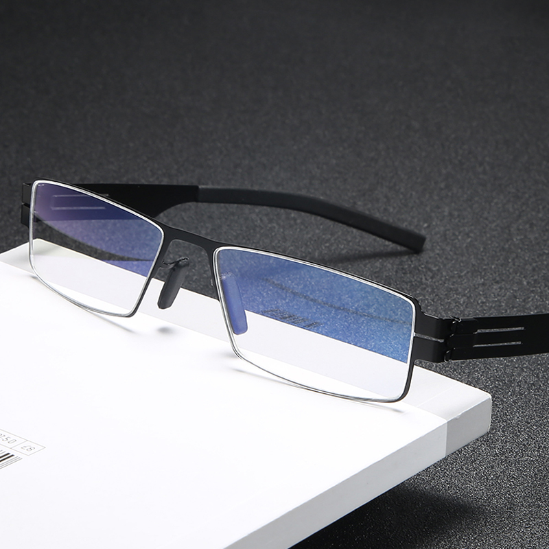 Screw-Free Imported Steel Full-Frame Ultra-Light Square Memory Myopia Glasses Frame Unisex Trendy